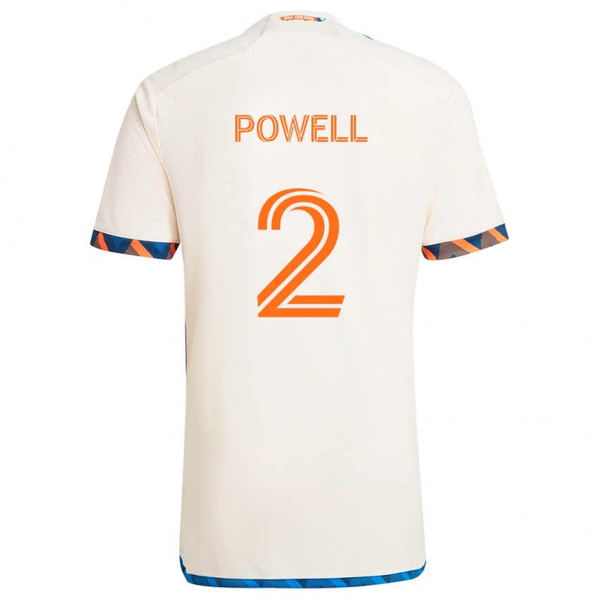 Børn Alvas Powell #2 Hvid Orange Udebane Spillertrøjer 2024/25 Trøje T-Shirt