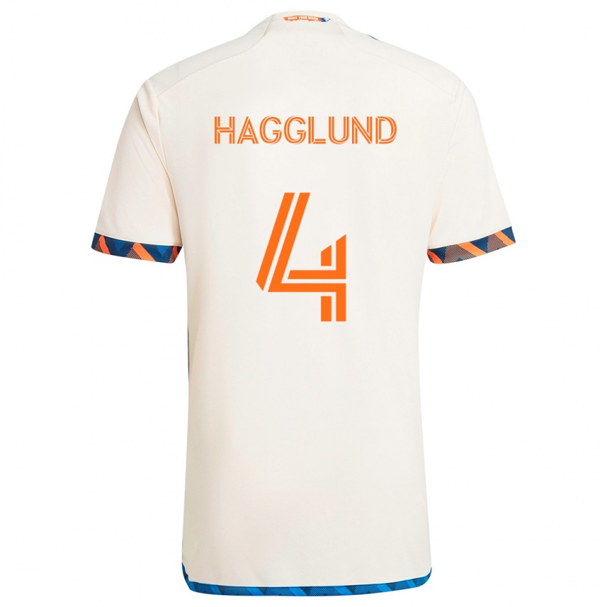 Børn Nick Hagglund #4 Hvid Orange Udebane Spillertrøjer 2024/25 Trøje T-Shirt