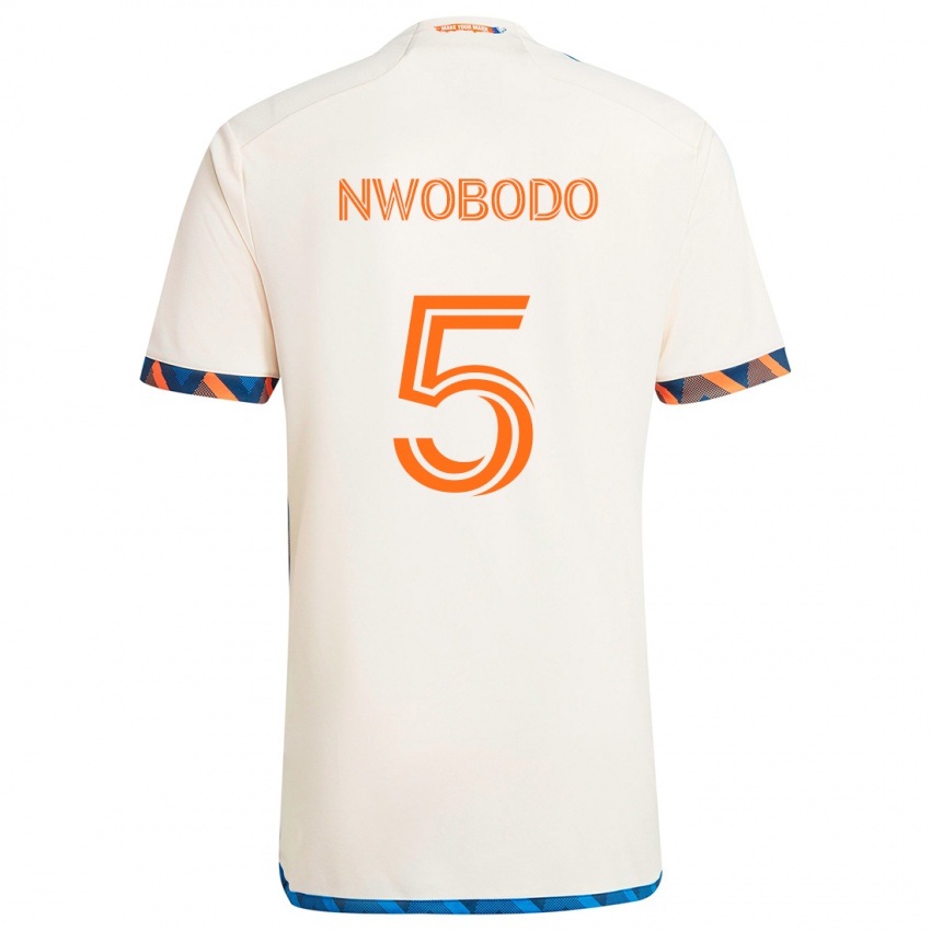 Børn Obinna Nwobodo #5 Hvid Orange Udebane Spillertrøjer 2024/25 Trøje T-Shirt