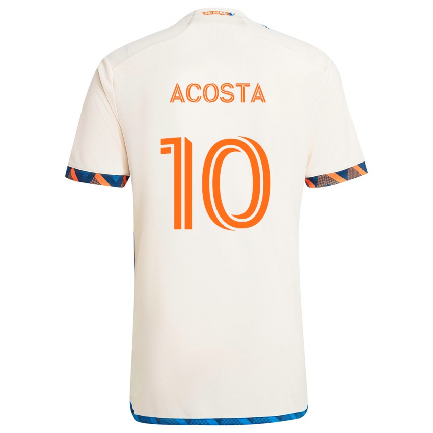 Børn Luciano Acosta #10 Hvid Orange Udebane Spillertrøjer 2024/25 Trøje T-Shirt