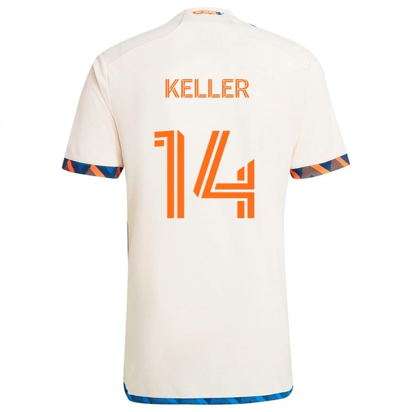 Børn Kipp Keller #14 Hvid Orange Udebane Spillertrøjer 2024/25 Trøje T-Shirt