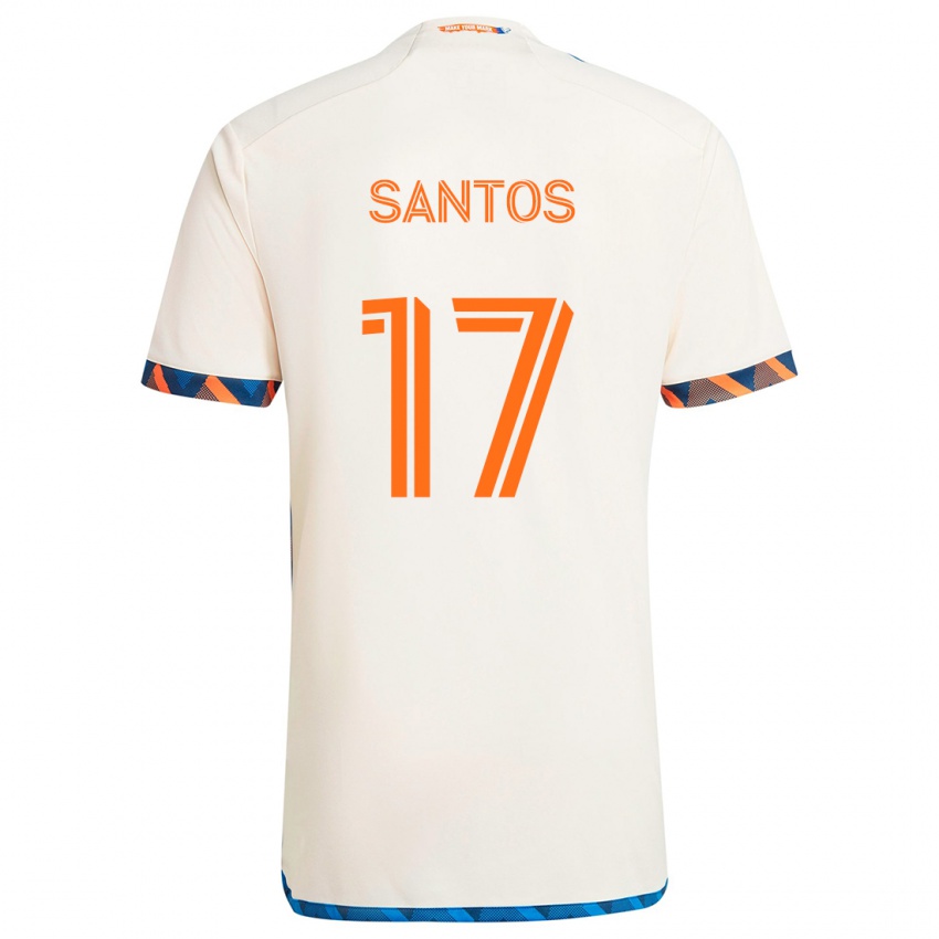 Børn Sergio Santos #17 Hvid Orange Udebane Spillertrøjer 2024/25 Trøje T-Shirt