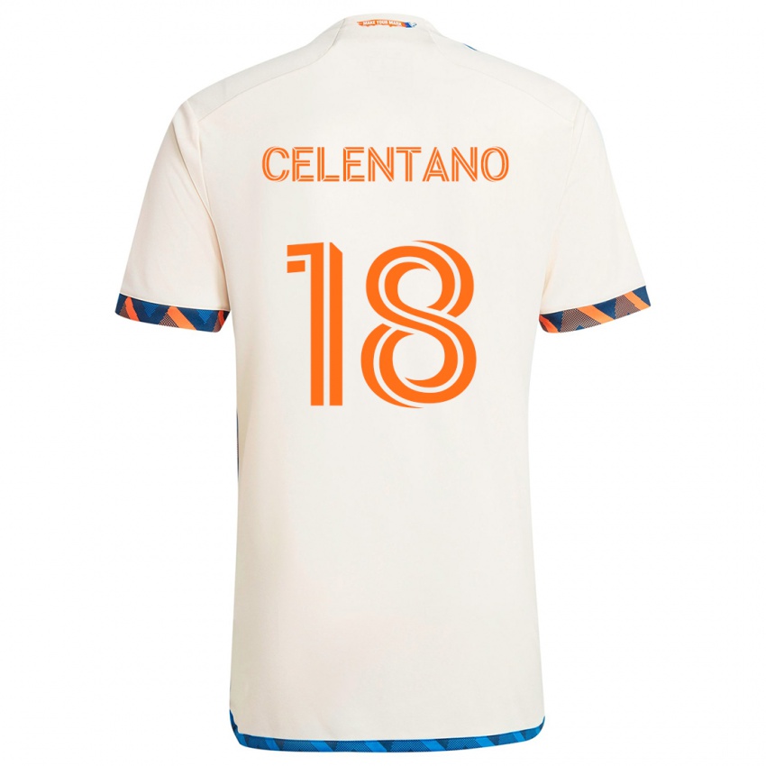 Børn Roman Celentano #18 Hvid Orange Udebane Spillertrøjer 2024/25 Trøje T-Shirt