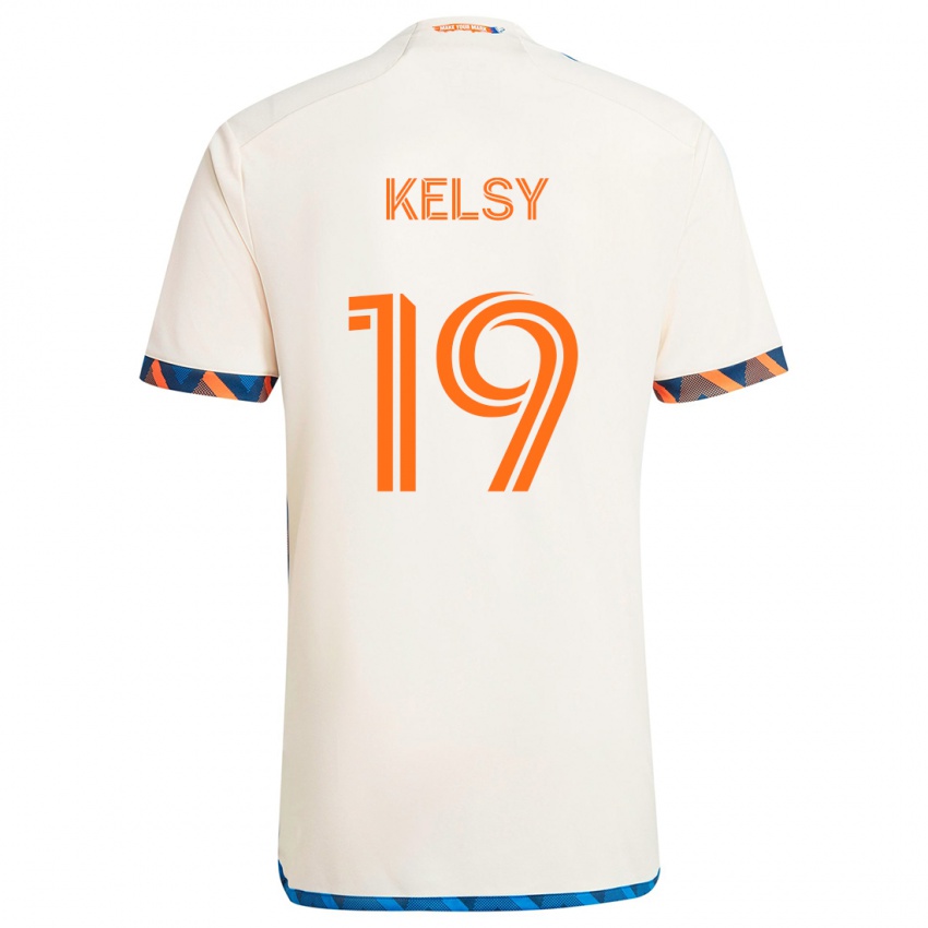 Børn Kevin Kelsy #19 Hvid Orange Udebane Spillertrøjer 2024/25 Trøje T-Shirt