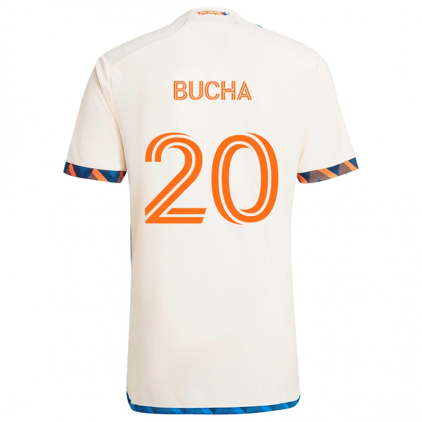 Børn Pavel Bucha #20 Hvid Orange Udebane Spillertrøjer 2024/25 Trøje T-Shirt