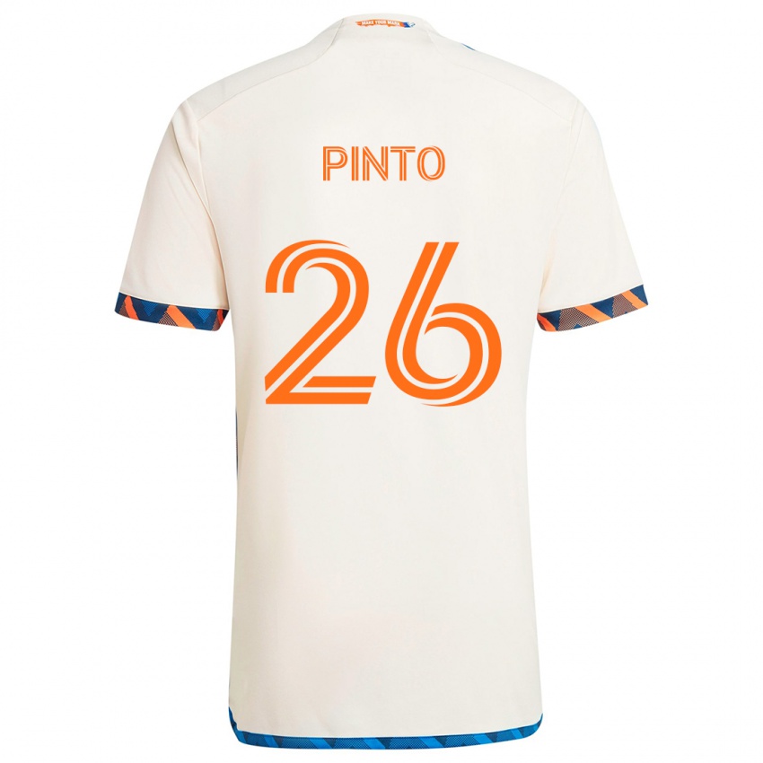 Børn Malik Pinto #26 Hvid Orange Udebane Spillertrøjer 2024/25 Trøje T-Shirt