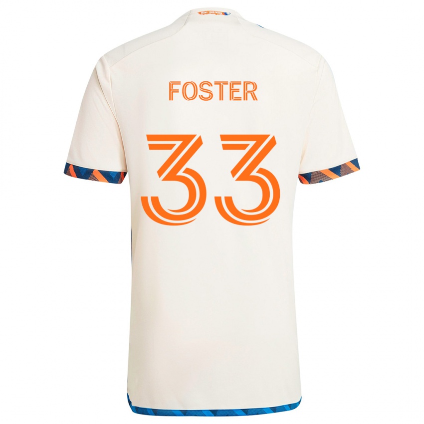 Børn Isaiah Foster #33 Hvid Orange Udebane Spillertrøjer 2024/25 Trøje T-Shirt