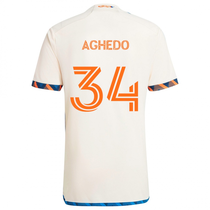 Børn London Aghedo #34 Hvid Orange Udebane Spillertrøjer 2024/25 Trøje T-Shirt