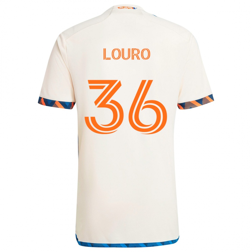 Børn Evan Louro #36 Hvid Orange Udebane Spillertrøjer 2024/25 Trøje T-Shirt