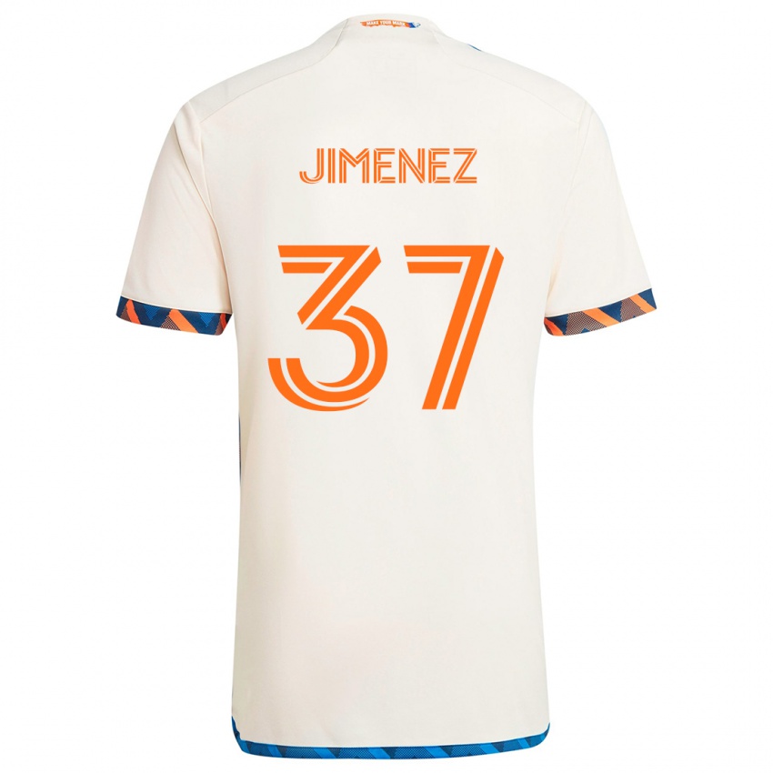 Børn Stiven Jimenez #37 Hvid Orange Udebane Spillertrøjer 2024/25 Trøje T-Shirt