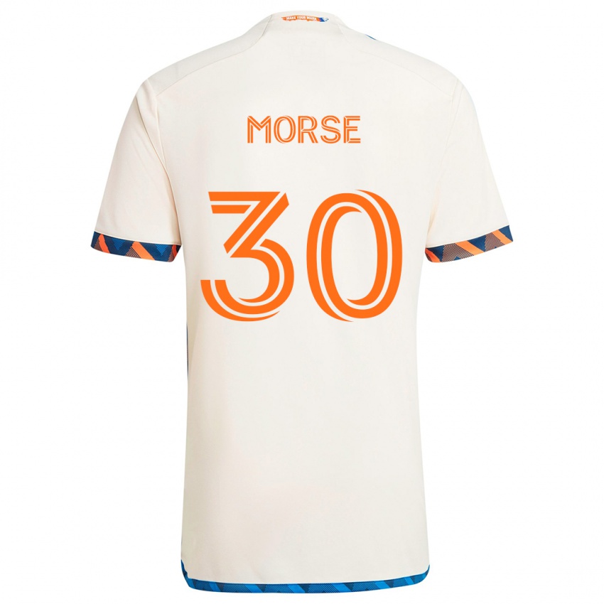 Børn Hunter Morse #30 Hvid Orange Udebane Spillertrøjer 2024/25 Trøje T-Shirt