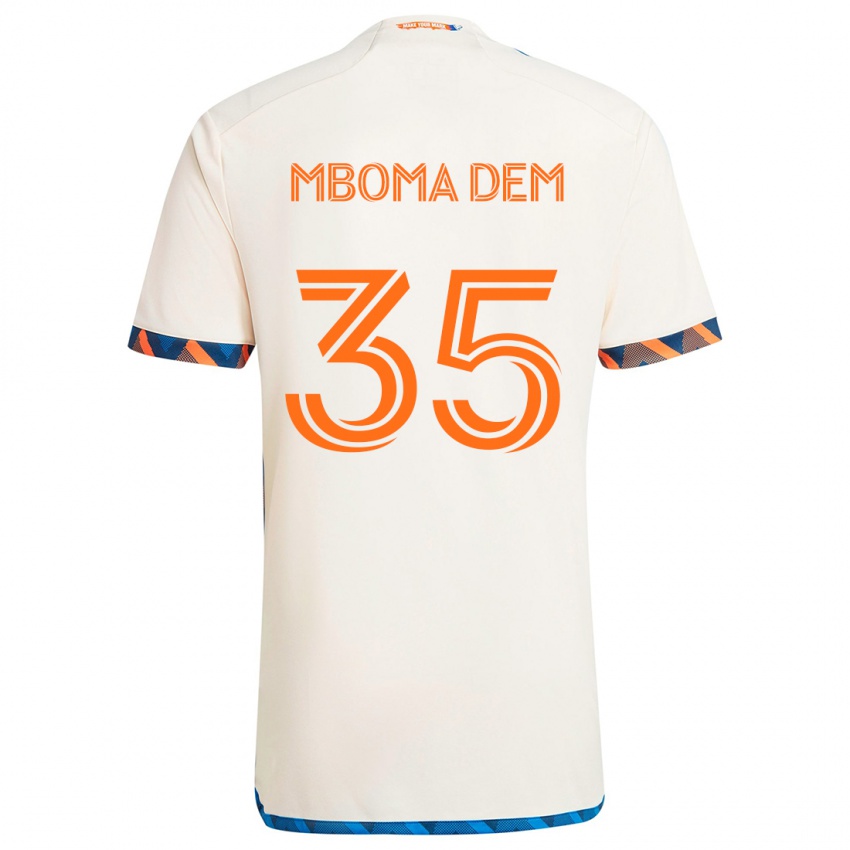 Børn Kenji Mboma Dem #35 Hvid Orange Udebane Spillertrøjer 2024/25 Trøje T-Shirt