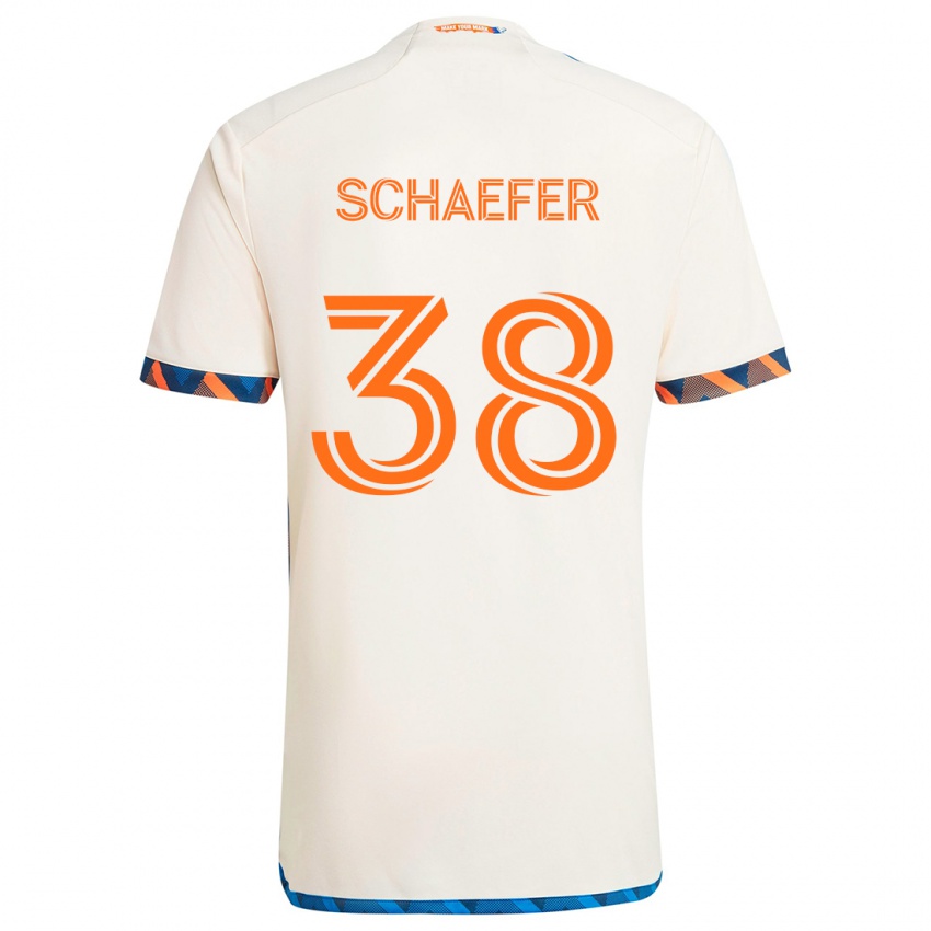 Børn Brian Schaefer #38 Hvid Orange Udebane Spillertrøjer 2024/25 Trøje T-Shirt