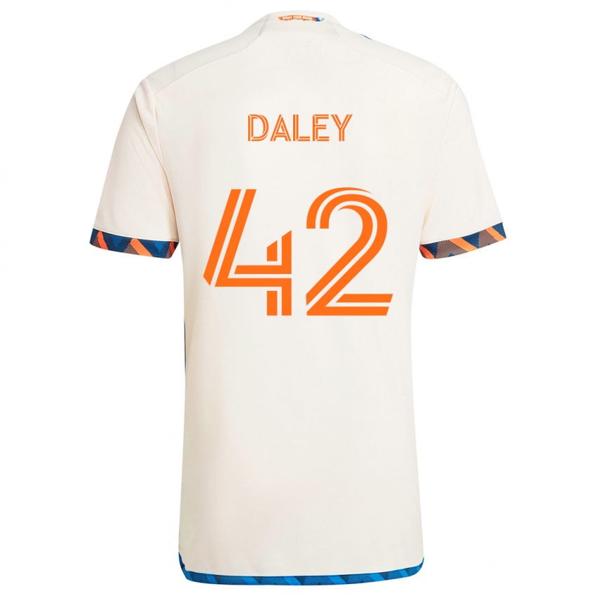 Børn Amir Daley #42 Hvid Orange Udebane Spillertrøjer 2024/25 Trøje T-Shirt