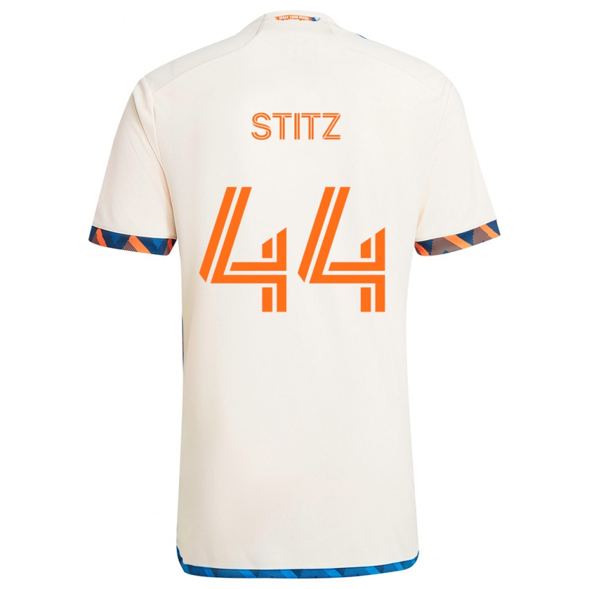 Børn Ben Stitz #44 Hvid Orange Udebane Spillertrøjer 2024/25 Trøje T-Shirt