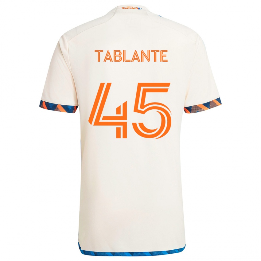 Børn Moises Tablante #45 Hvid Orange Udebane Spillertrøjer 2024/25 Trøje T-Shirt