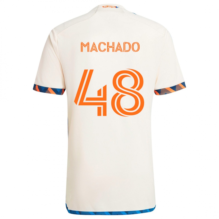 Børn Juan Machado #48 Hvid Orange Udebane Spillertrøjer 2024/25 Trøje T-Shirt