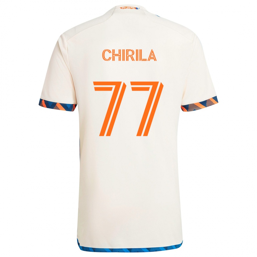 Børn Stefan Chirila #77 Hvid Orange Udebane Spillertrøjer 2024/25 Trøje T-Shirt