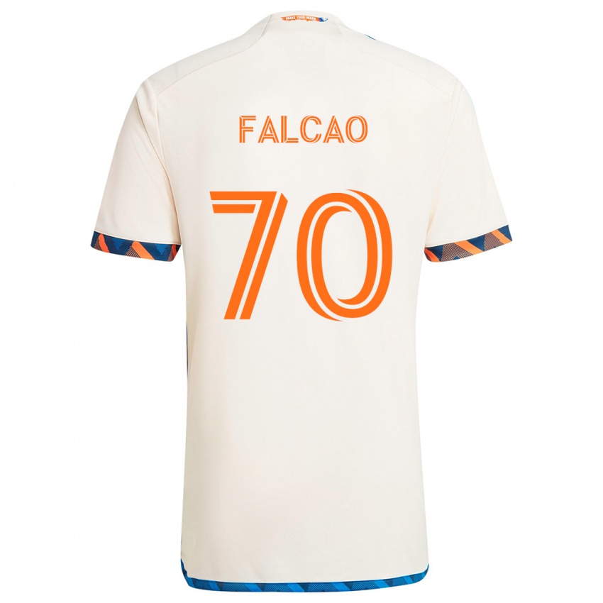 Børn Kiano Falcao #70 Hvid Orange Udebane Spillertrøjer 2024/25 Trøje T-Shirt