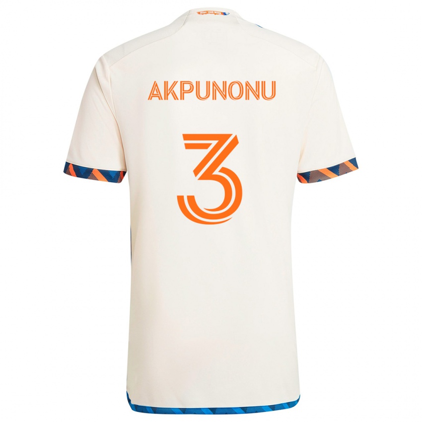 Børn Joey Akpunonu #3 Hvid Orange Udebane Spillertrøjer 2024/25 Trøje T-Shirt