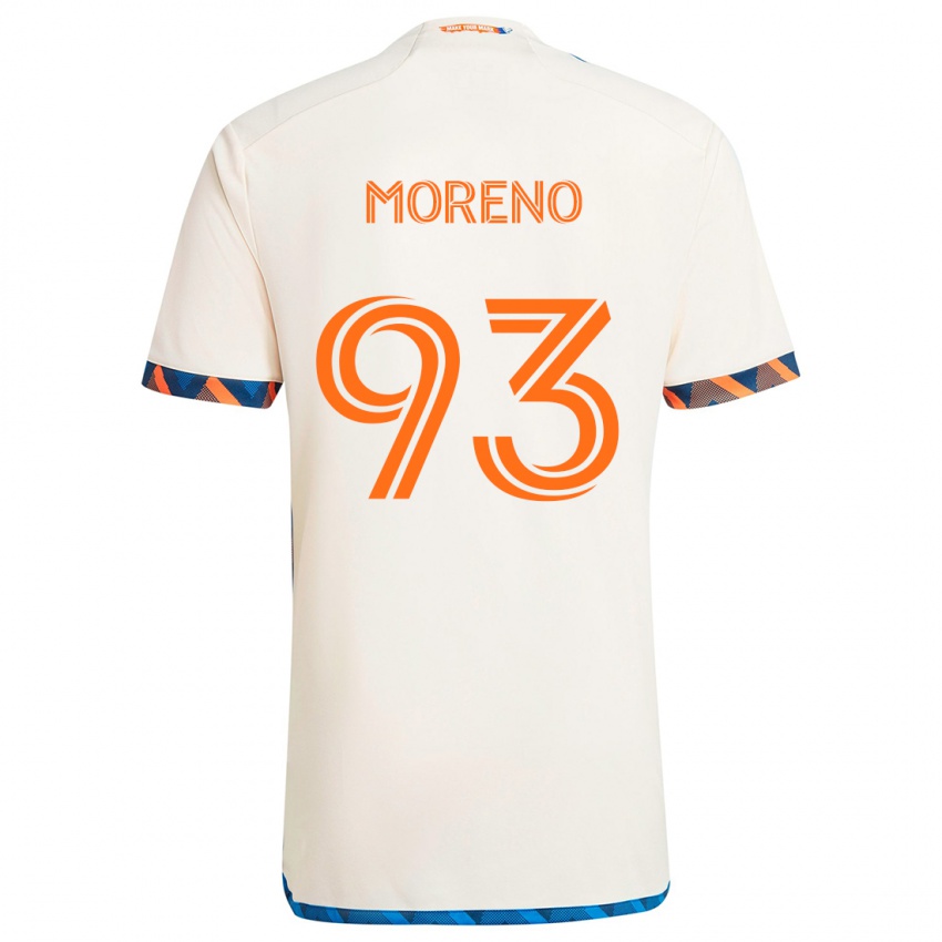 Børn Júnior Moreno #93 Hvid Orange Udebane Spillertrøjer 2024/25 Trøje T-Shirt