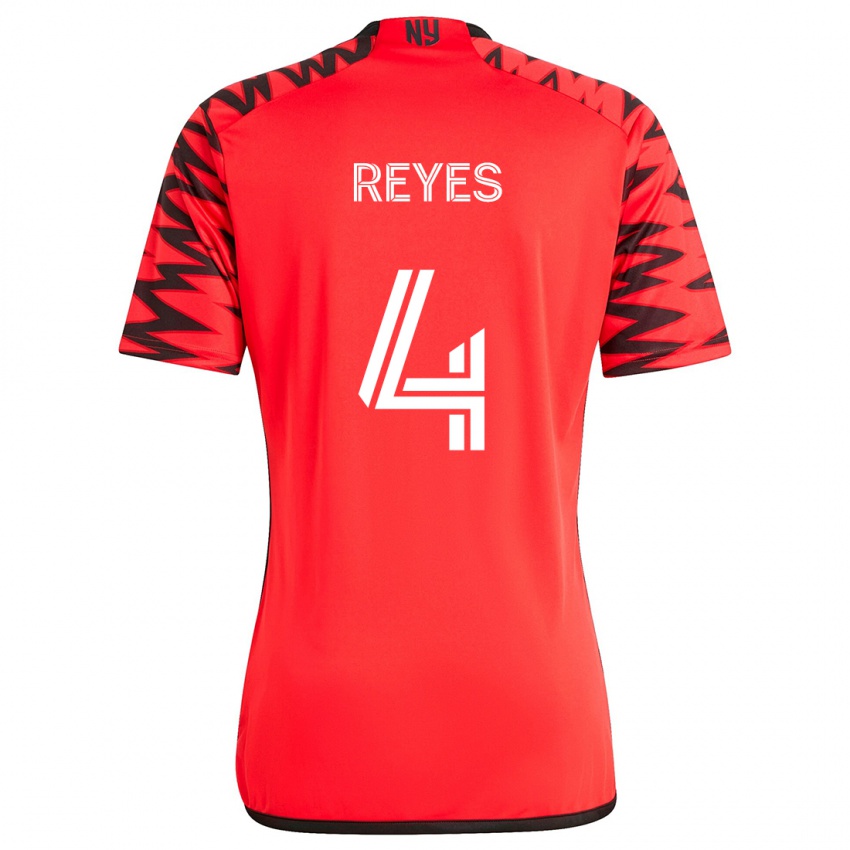 Børn Andrés Reyes #4 Rød Sort Hvid Udebane Spillertrøjer 2024/25 Trøje T-Shirt