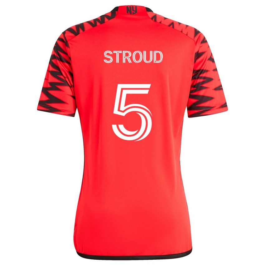 Børn Peter Stroud #5 Rød Sort Hvid Udebane Spillertrøjer 2024/25 Trøje T-Shirt