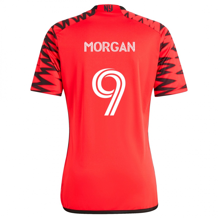 Børn Lewis Morgan #9 Rød Sort Hvid Udebane Spillertrøjer 2024/25 Trøje T-Shirt