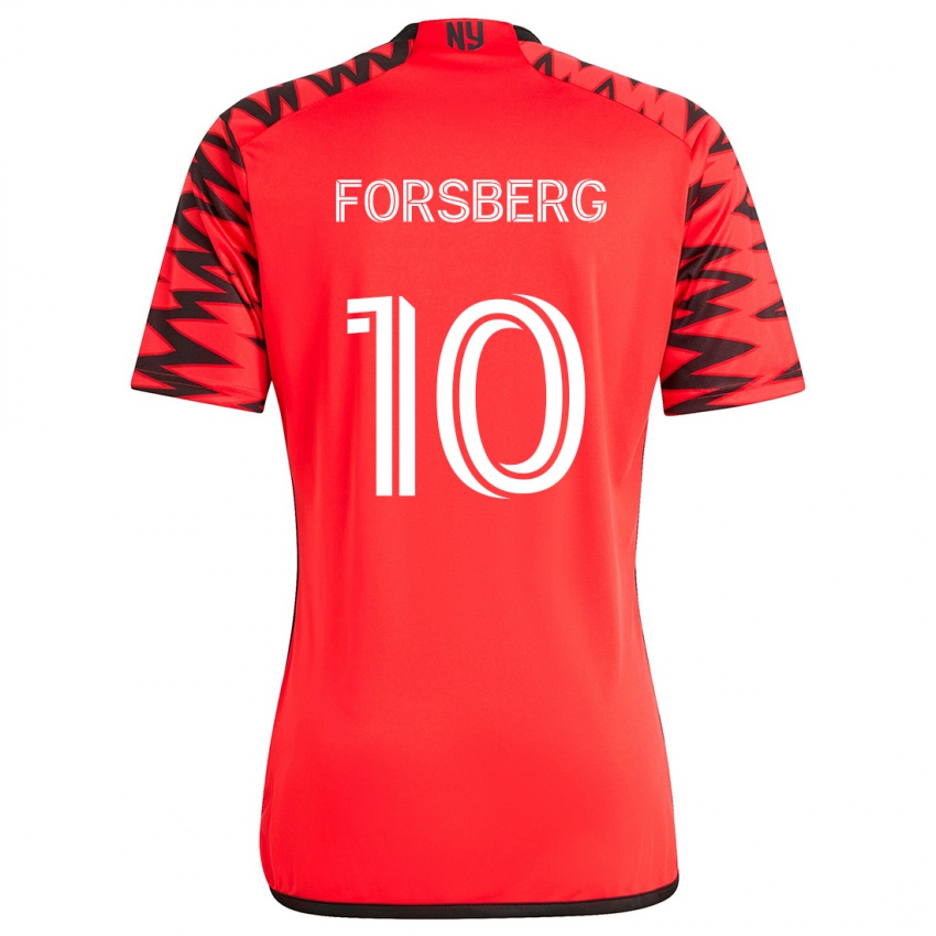 Børn Emil Forsberg #10 Rød Sort Hvid Udebane Spillertrøjer 2024/25 Trøje T-Shirt