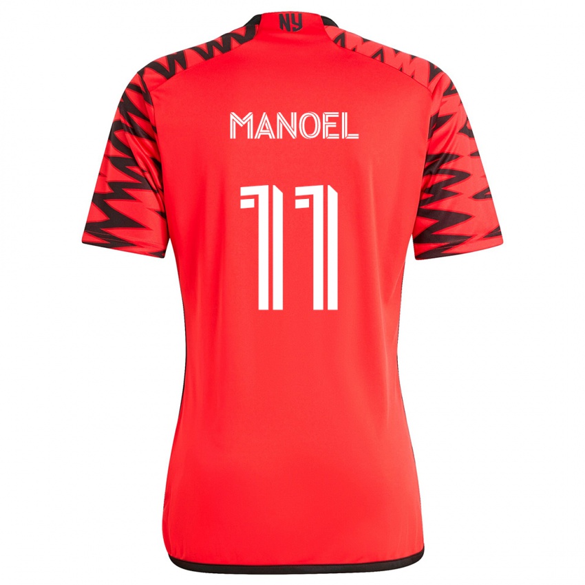 Børn Elias Manoel #11 Rød Sort Hvid Udebane Spillertrøjer 2024/25 Trøje T-Shirt