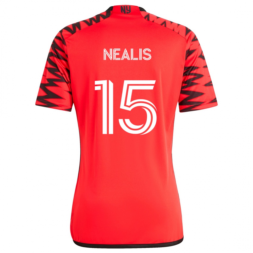 Børn Sean Nealis #15 Rød Sort Hvid Udebane Spillertrøjer 2024/25 Trøje T-Shirt