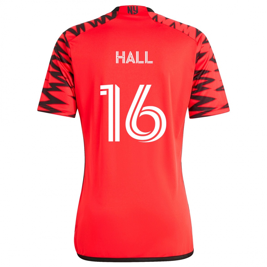 Børn Julian Hall #16 Rød Sort Hvid Udebane Spillertrøjer 2024/25 Trøje T-Shirt