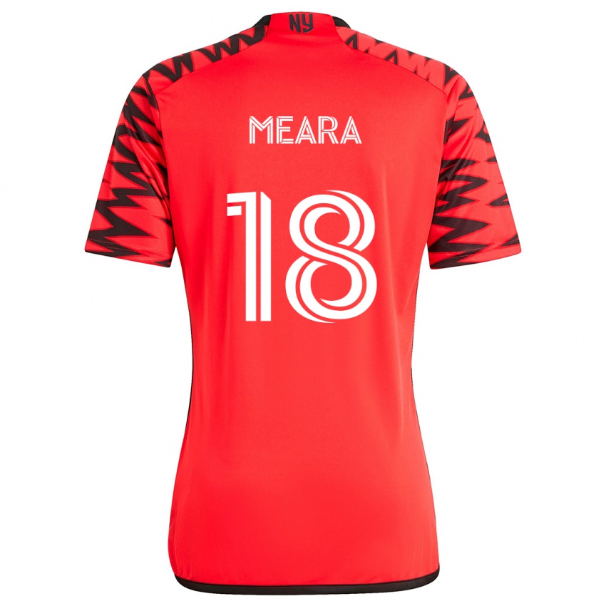 Børn Ryan Meara #18 Rød Sort Hvid Udebane Spillertrøjer 2024/25 Trøje T-Shirt