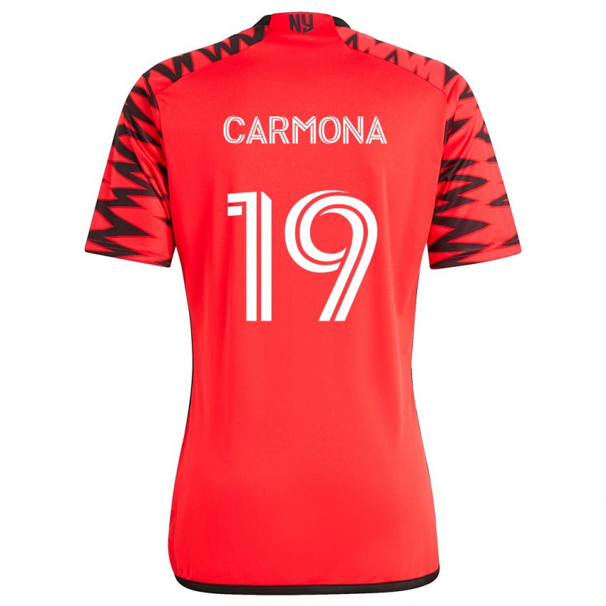 Børn Wikelman Carmona #19 Rød Sort Hvid Udebane Spillertrøjer 2024/25 Trøje T-Shirt