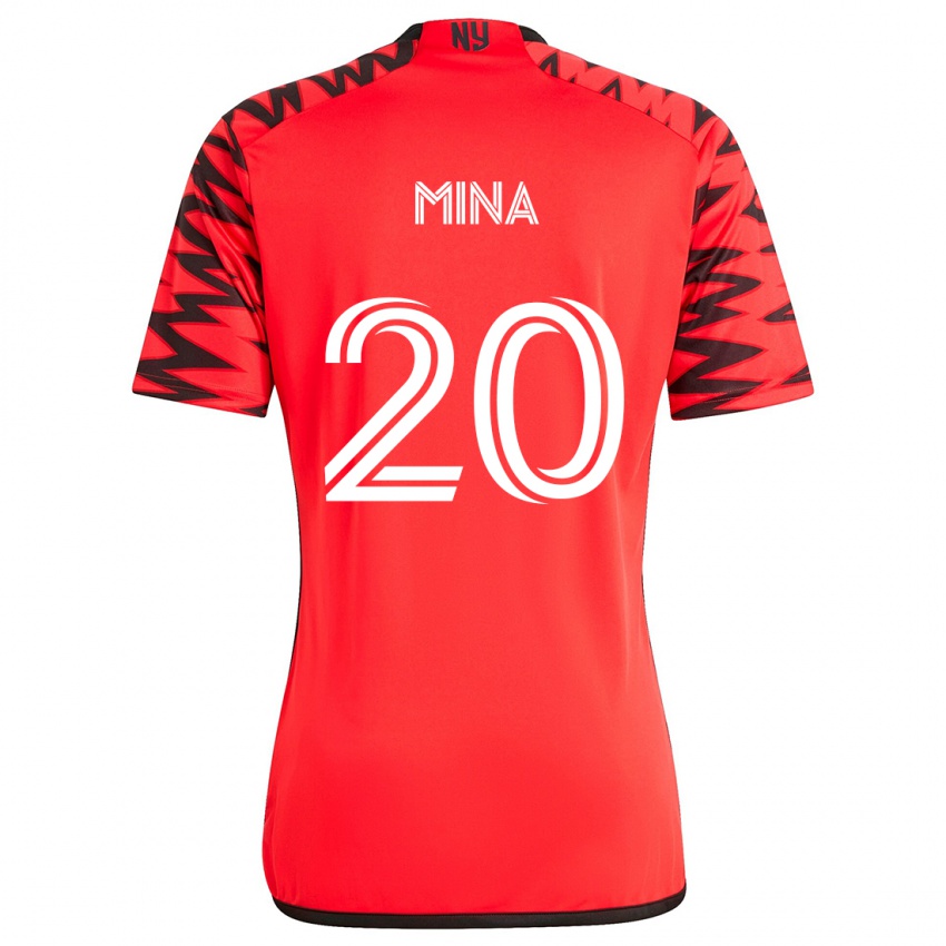 Børn Juan Mina #20 Rød Sort Hvid Udebane Spillertrøjer 2024/25 Trøje T-Shirt