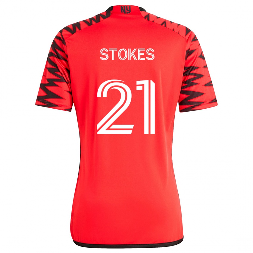 Børn Aidan Stokes #21 Rød Sort Hvid Udebane Spillertrøjer 2024/25 Trøje T-Shirt