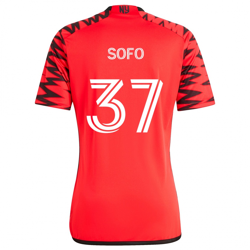 Børn Mohammed Sofo #37 Rød Sort Hvid Udebane Spillertrøjer 2024/25 Trøje T-Shirt