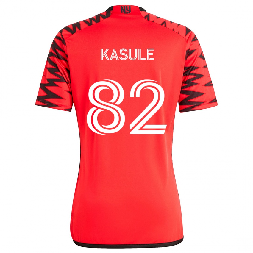 Børn Ibrahim Kasule #82 Rød Sort Hvid Udebane Spillertrøjer 2024/25 Trøje T-Shirt