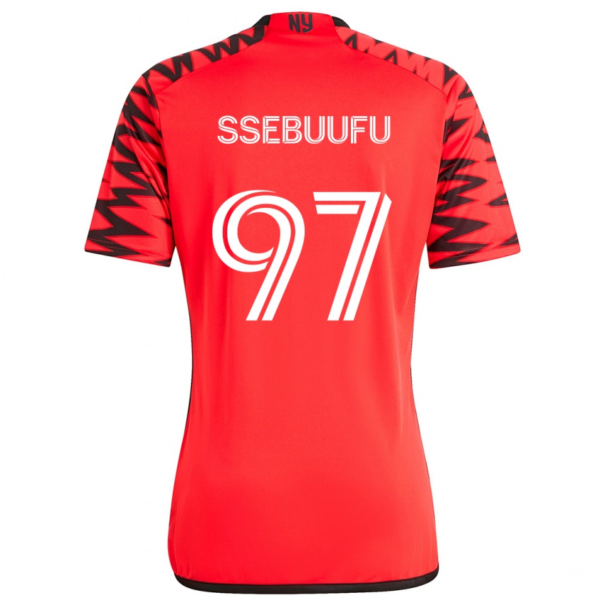 Børn Frank Ssebuufu #97 Rød Sort Hvid Udebane Spillertrøjer 2024/25 Trøje T-Shirt