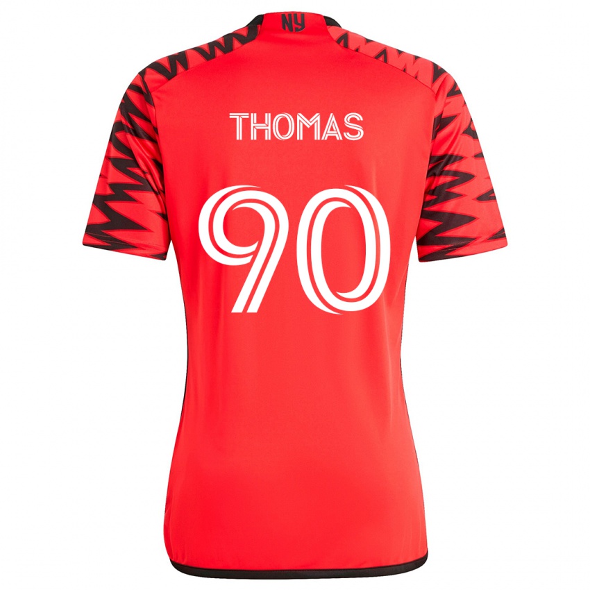 Børn Oladayo Thomas #90 Rød Sort Hvid Udebane Spillertrøjer 2024/25 Trøje T-Shirt