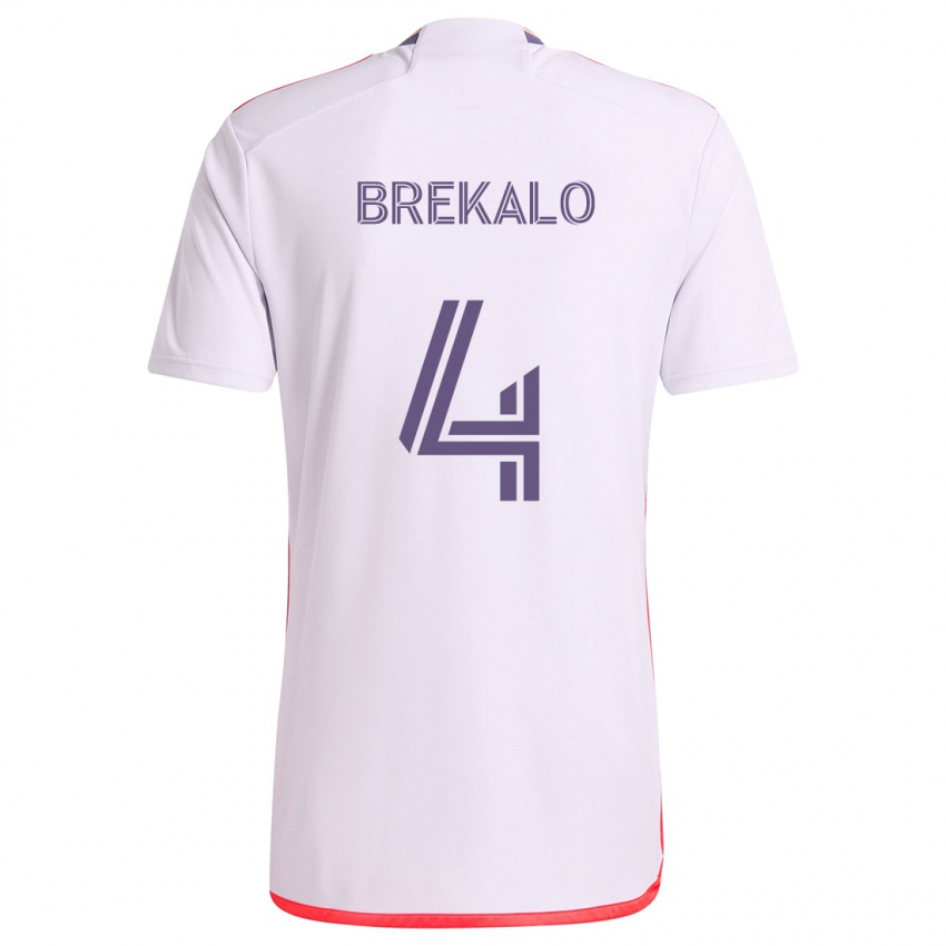 Børn David Brekalo #4 Hvid Rød Lilla Udebane Spillertrøjer 2024/25 Trøje T-Shirt