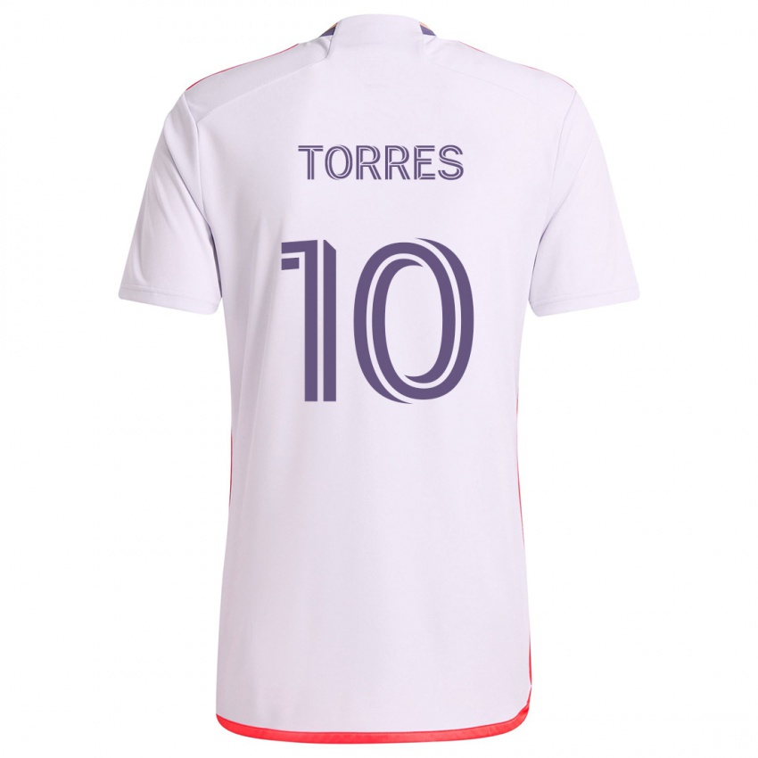 Børn Facundo Torres #10 Hvid Rød Lilla Udebane Spillertrøjer 2024/25 Trøje T-Shirt