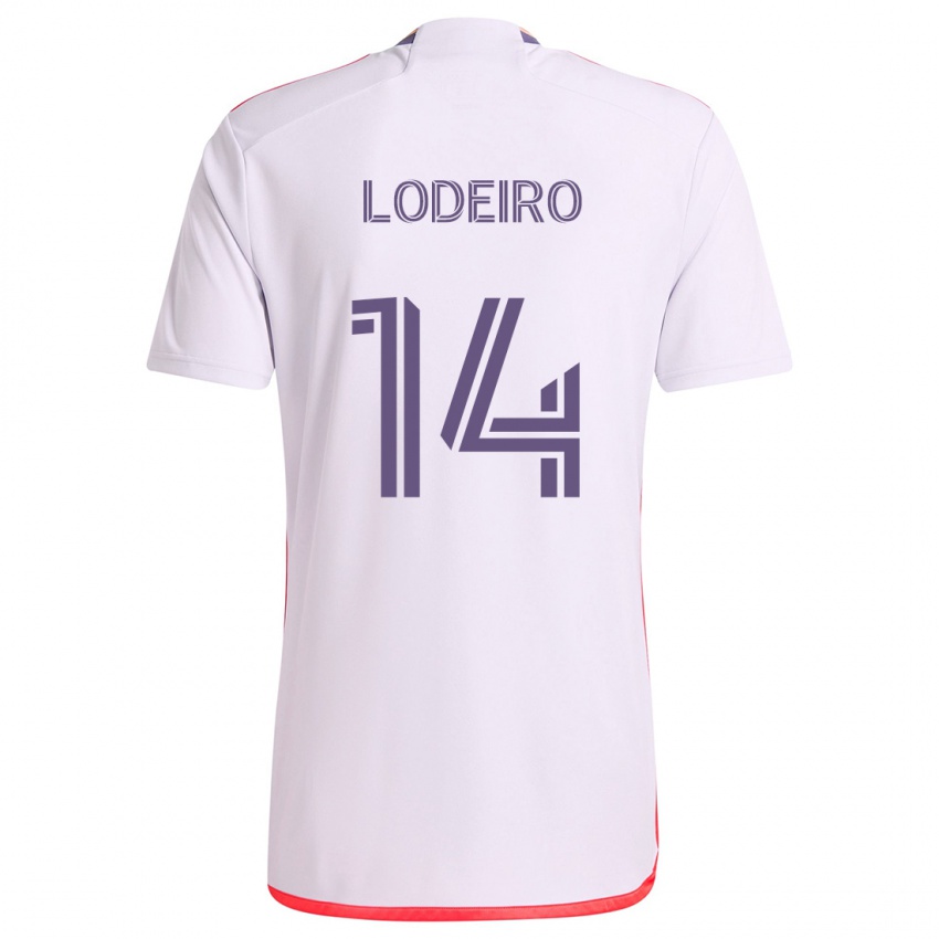 Børn Nicolás Lodeiro #14 Hvid Rød Lilla Udebane Spillertrøjer 2024/25 Trøje T-Shirt