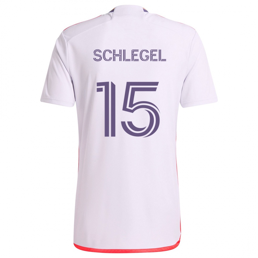 Børn Rodrigo Schlegel #15 Hvid Rød Lilla Udebane Spillertrøjer 2024/25 Trøje T-Shirt