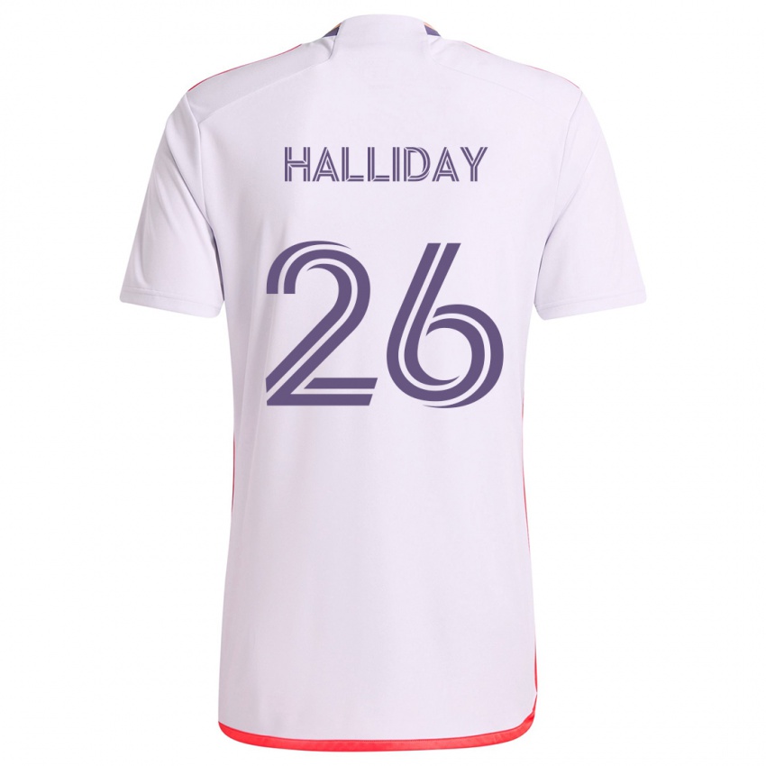 Børn Michael Halliday #26 Hvid Rød Lilla Udebane Spillertrøjer 2024/25 Trøje T-Shirt