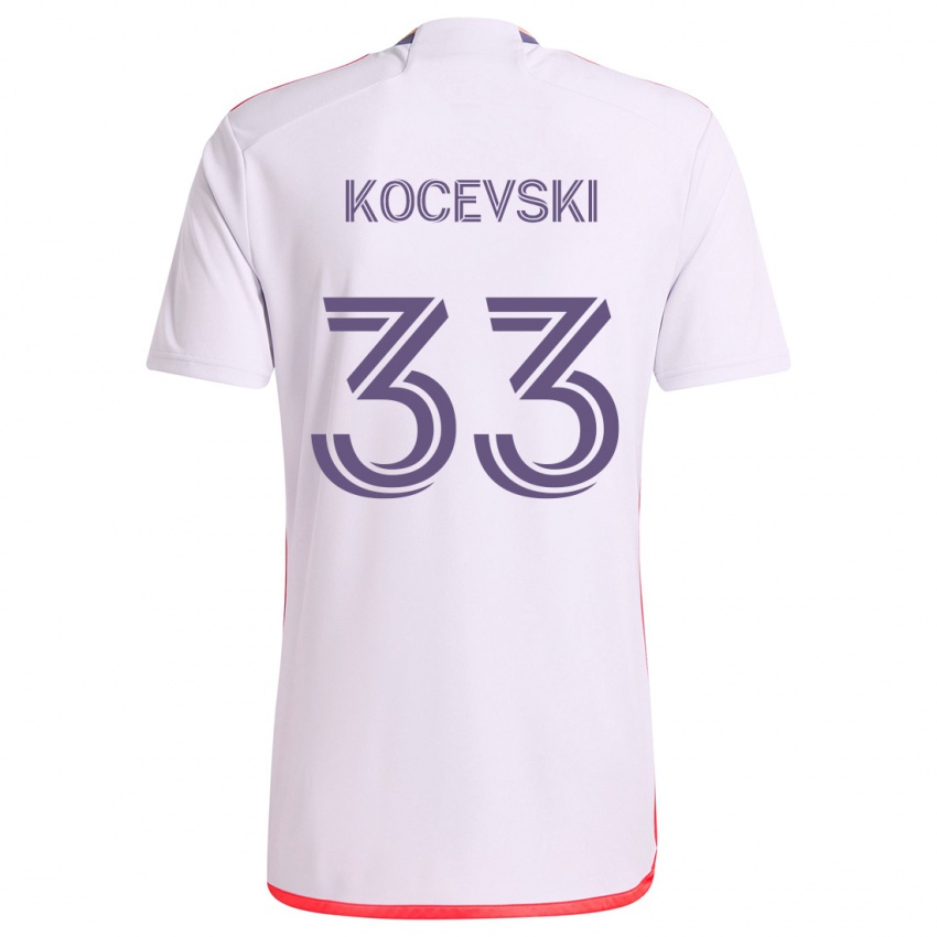 Børn Jeorgio Kocevski #33 Hvid Rød Lilla Udebane Spillertrøjer 2024/25 Trøje T-Shirt