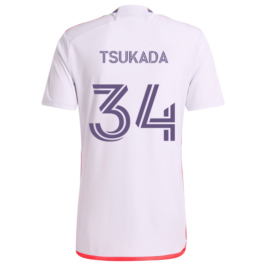 Børn Yutaro Tsukada #34 Hvid Rød Lilla Udebane Spillertrøjer 2024/25 Trøje T-Shirt