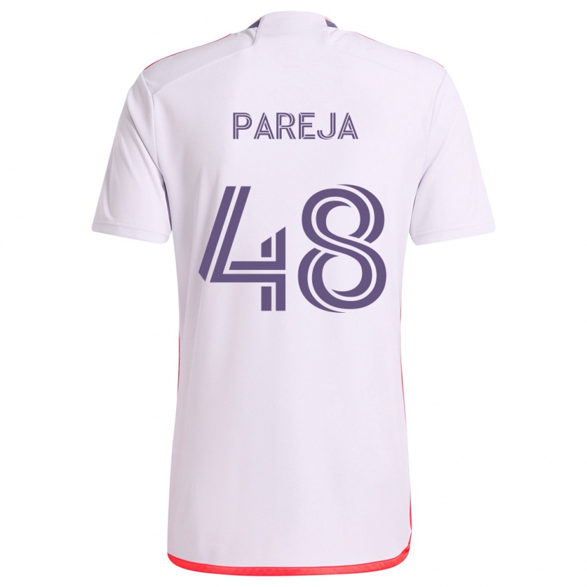 Børn Diego Pareja #48 Hvid Rød Lilla Udebane Spillertrøjer 2024/25 Trøje T-Shirt