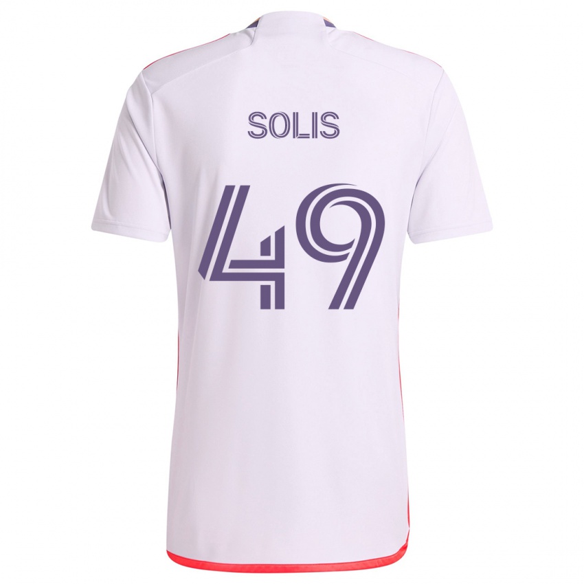 Børn Jhon Solís #49 Hvid Rød Lilla Udebane Spillertrøjer 2024/25 Trøje T-Shirt