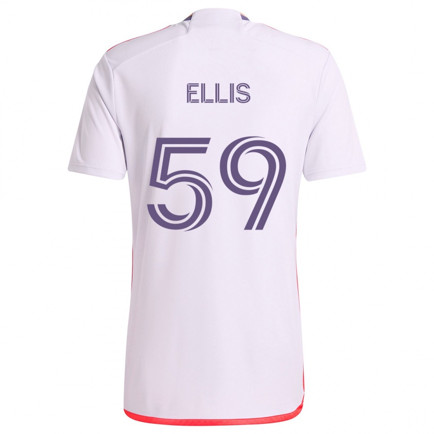 Børn Justin Ellis #59 Hvid Rød Lilla Udebane Spillertrøjer 2024/25 Trøje T-Shirt